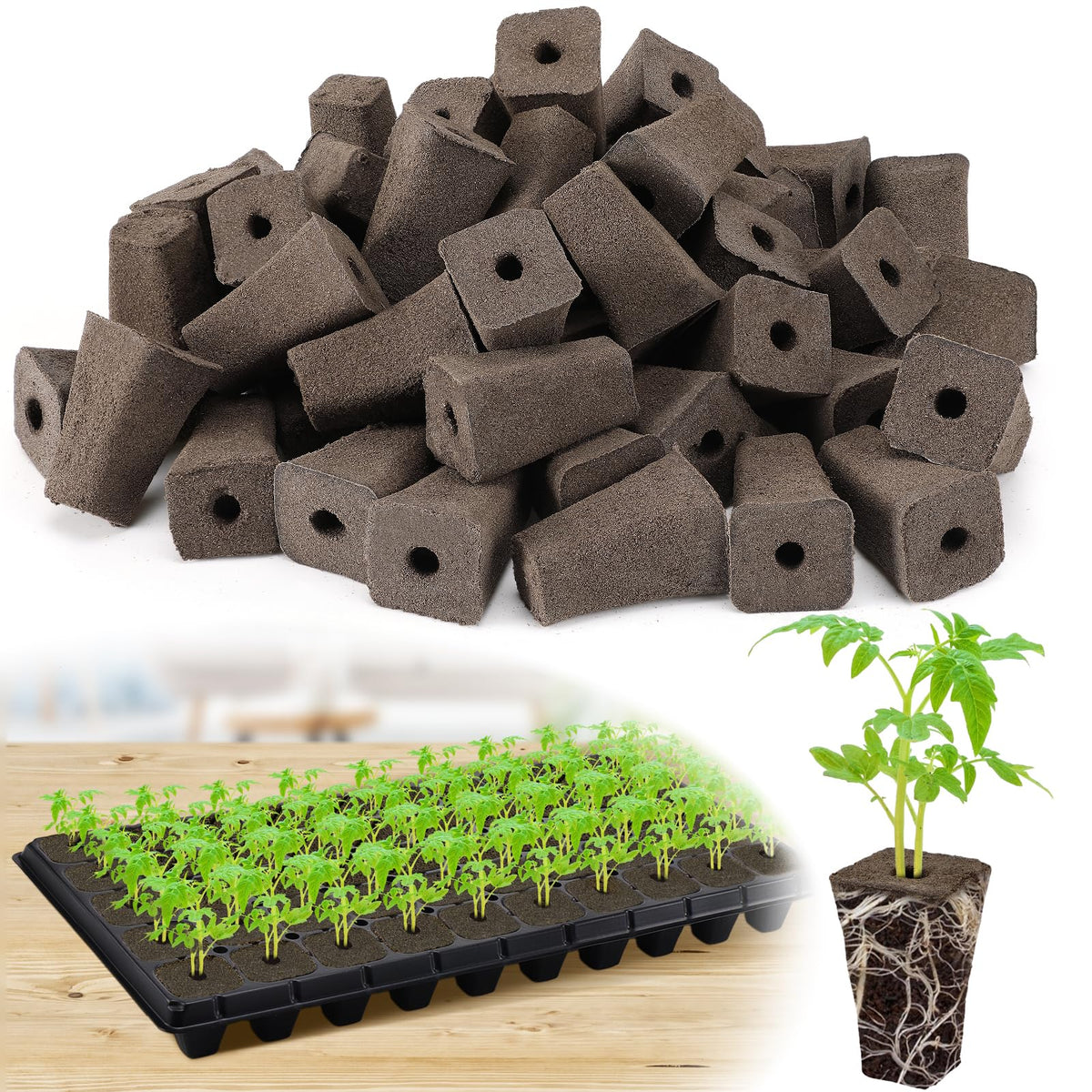 Bigmeta seed starter sponge with top opening for easy seed placement in trays.