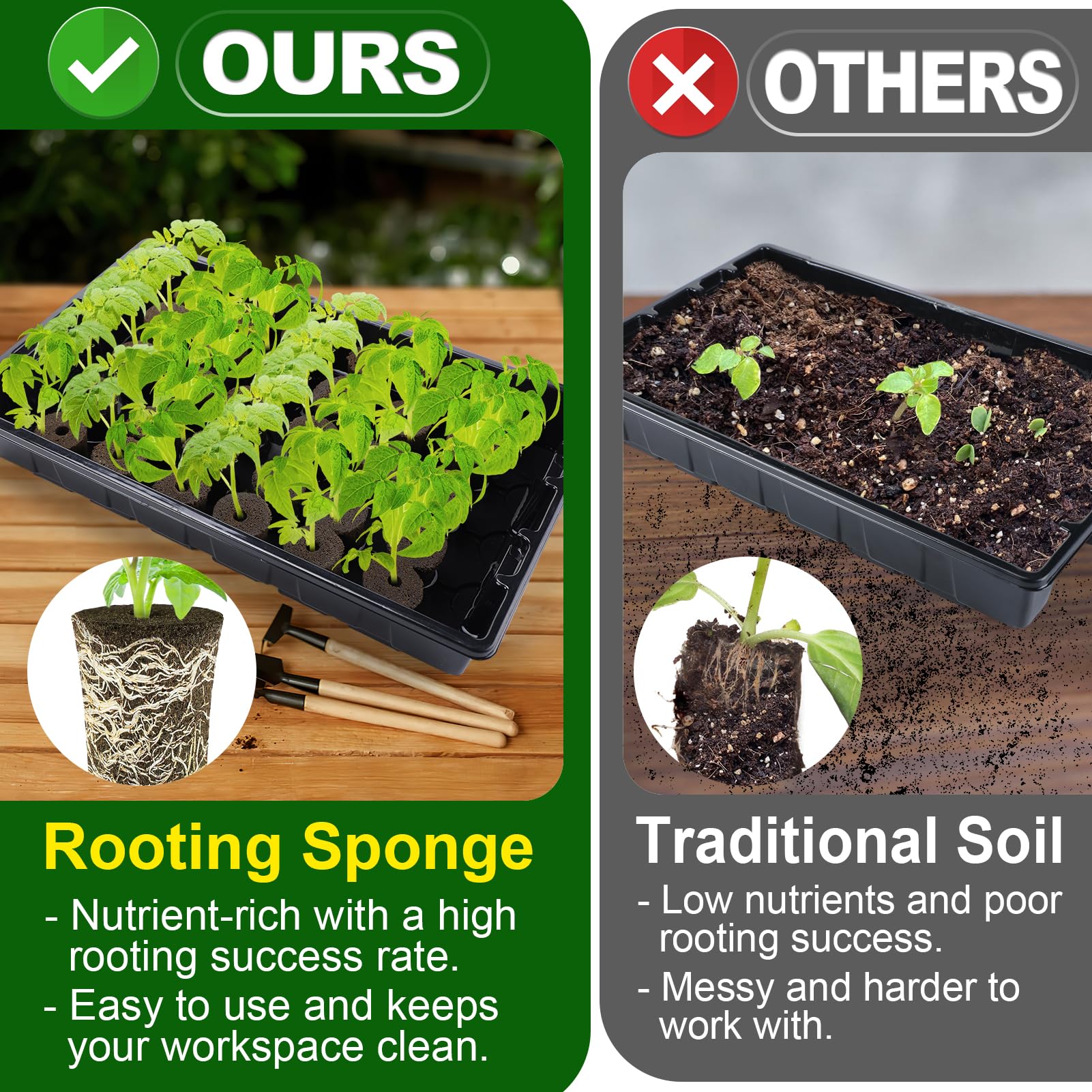Bigmeta starter plugs for seedlings aid efficient germination and transplant.