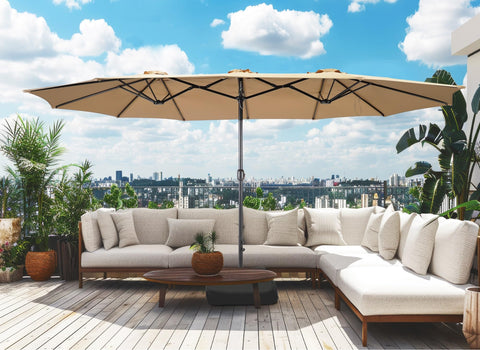 UV-resistant polyester canopy from Bigroof provides cool shade