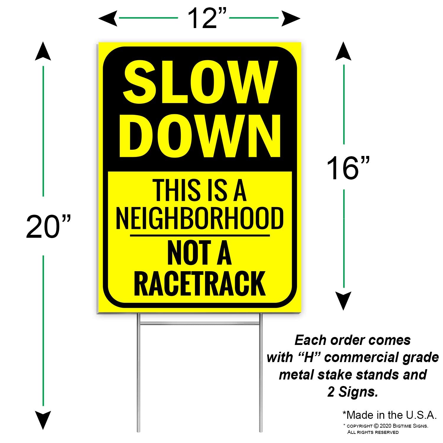 Bigtime Kids at Play Sign for outdoor use doubles visibility from both sides.