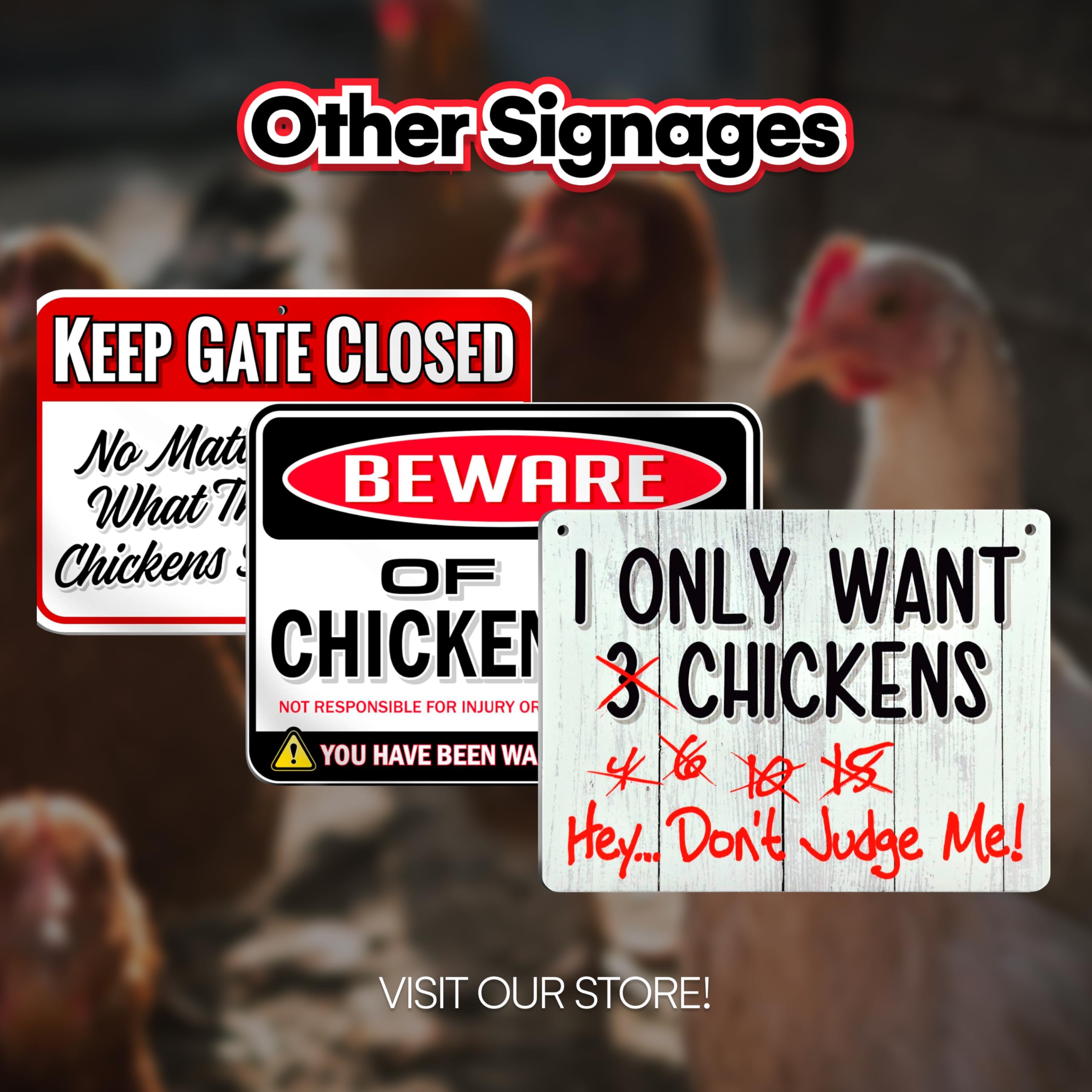 Bigtime Signs weatherproof chicken sign for year-round coop decoration.