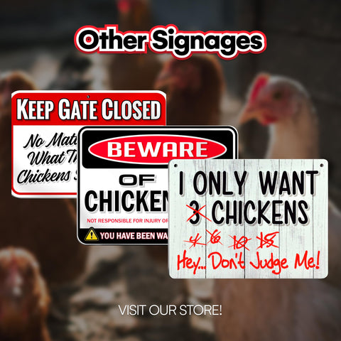 Bigtime Signs weatherproof chicken sign for year-round coop decoration.