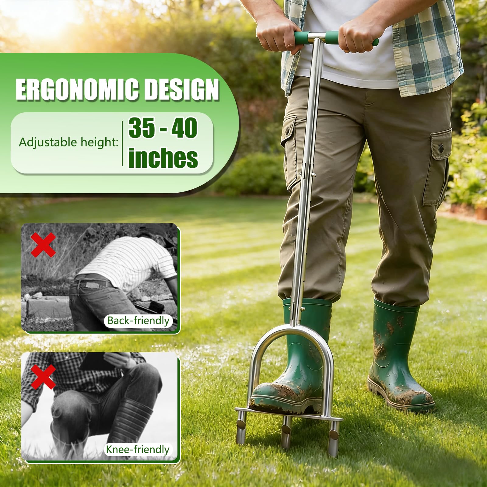 Bigwish stainless steel core aerator resists rust for long-term durability.
