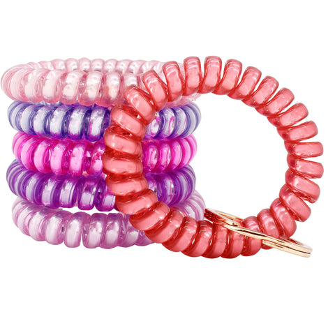BIHRTC spiral wristlet bracelet with keyring for secure keys during workouts