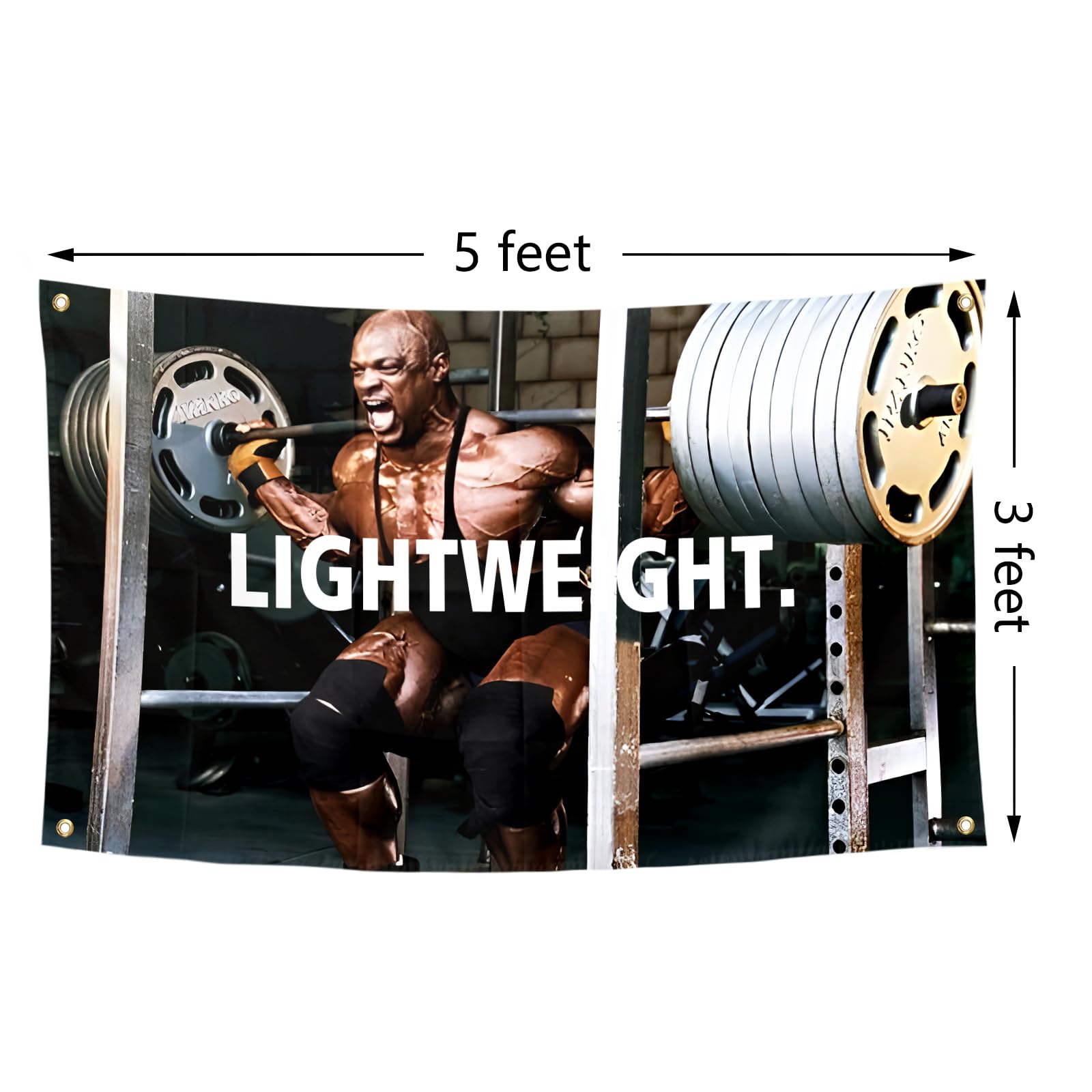 BIiaiue Ronnie Coleman flag with brass grommets for secure hanging.