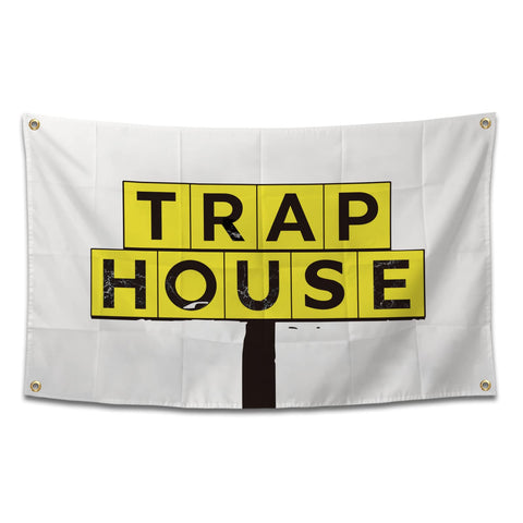 BIiaiue Trap House Flag with brass grommets for durable wall display.