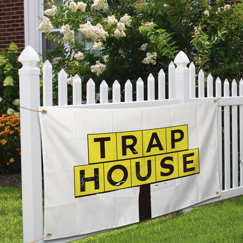 BIiaiue Trap House Flag polyester fabric delivers vivid color and weather resistance.