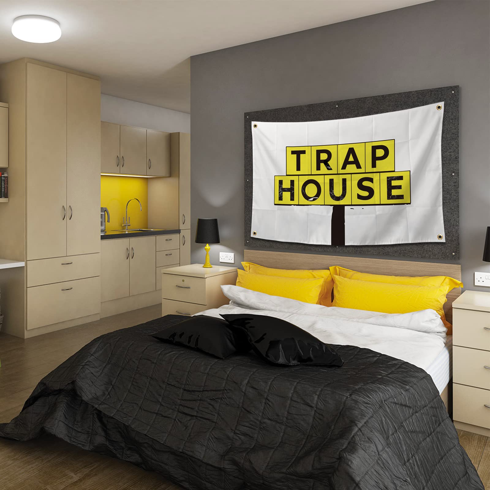 BIiaiue Trap House Flag adds bold color to home or office walls.