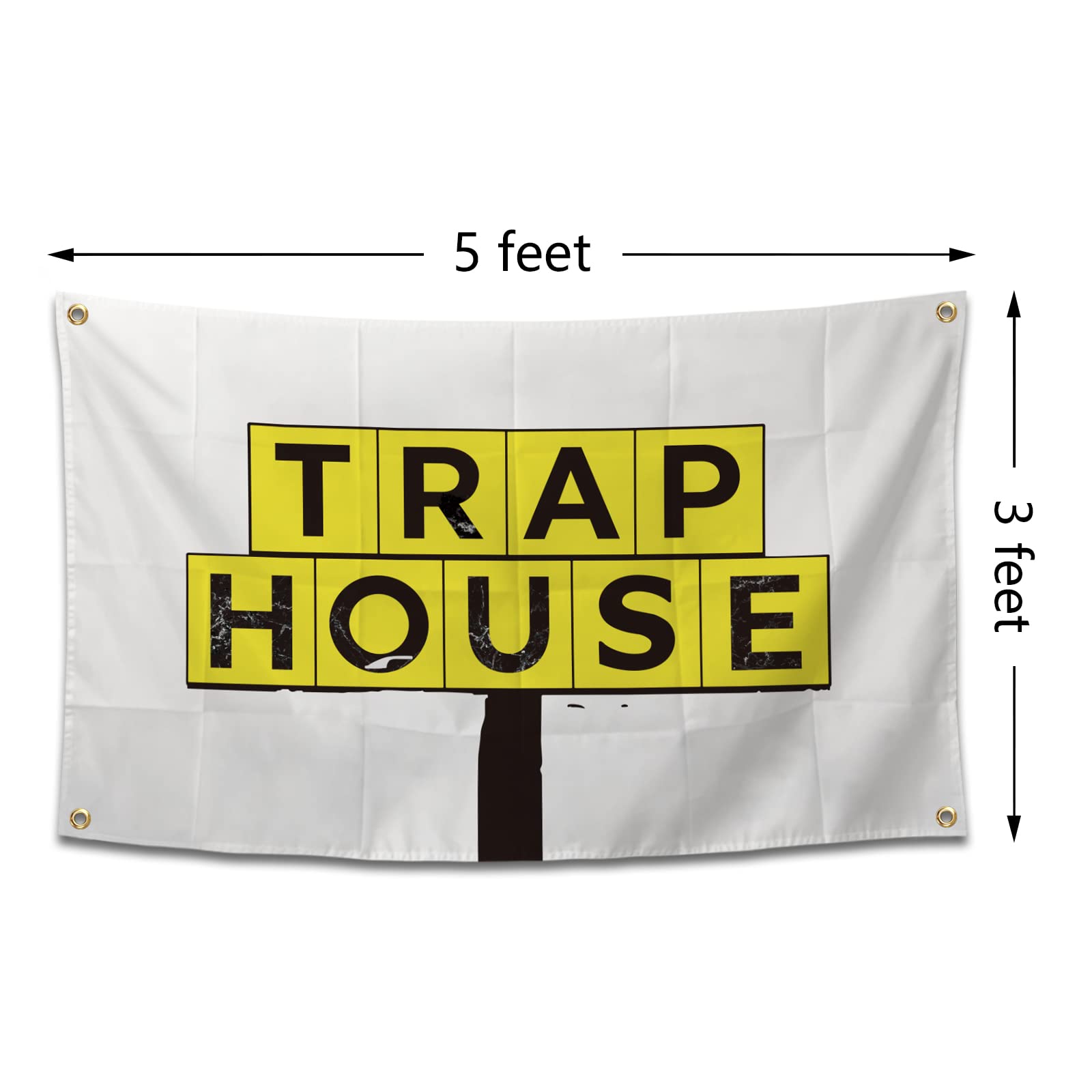 BIiaiue Trap House Flag shows wall-hanging hardware for easy setup.