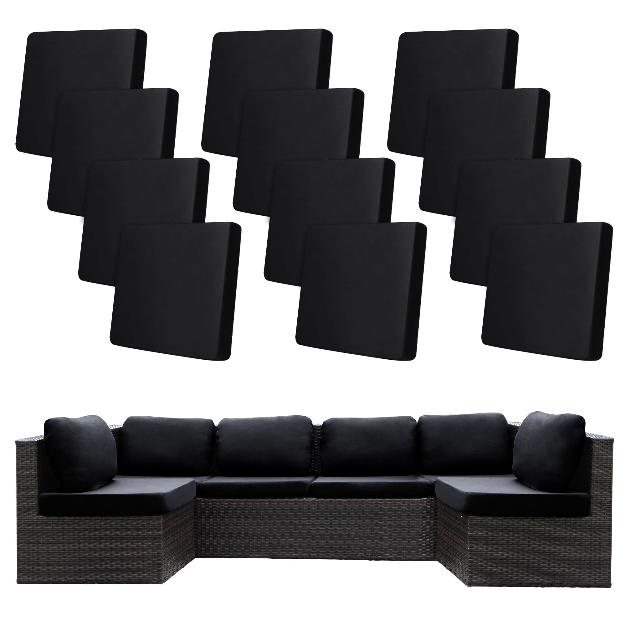 BIETYONE 12-pack stretch cushion covers for outdoor cushions, quick refresh for patio furniture.