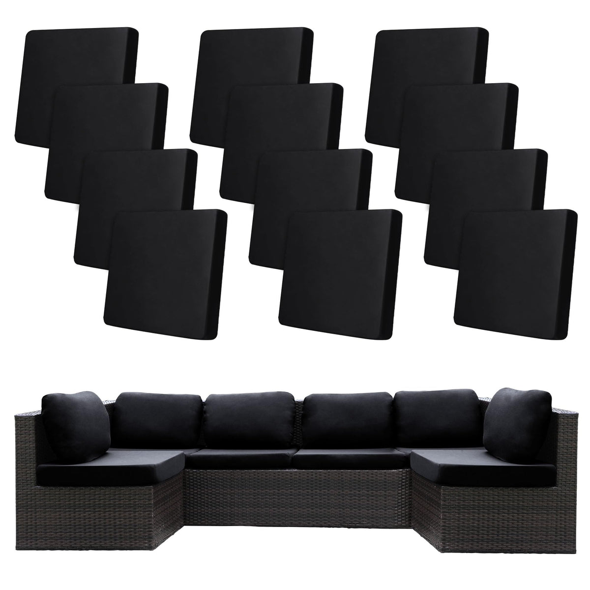 BIETYONE 12-pack stretch cushion covers for outdoor cushions, quick refresh for patio furniture.