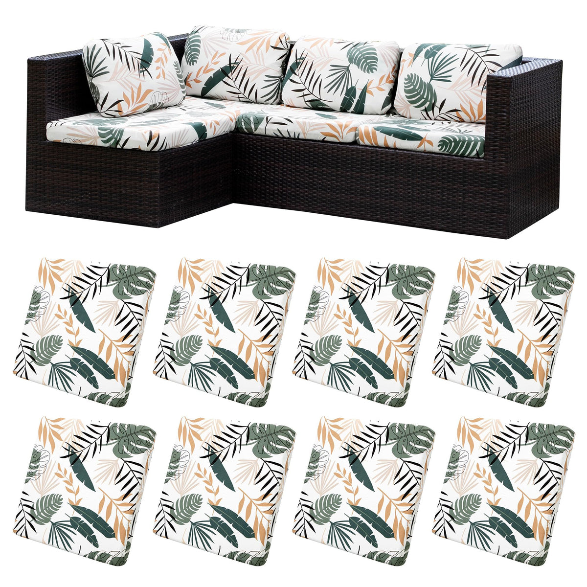 BIETYONE cushion covers feature coconut trees pattern, protecting outdoor sofas from wear