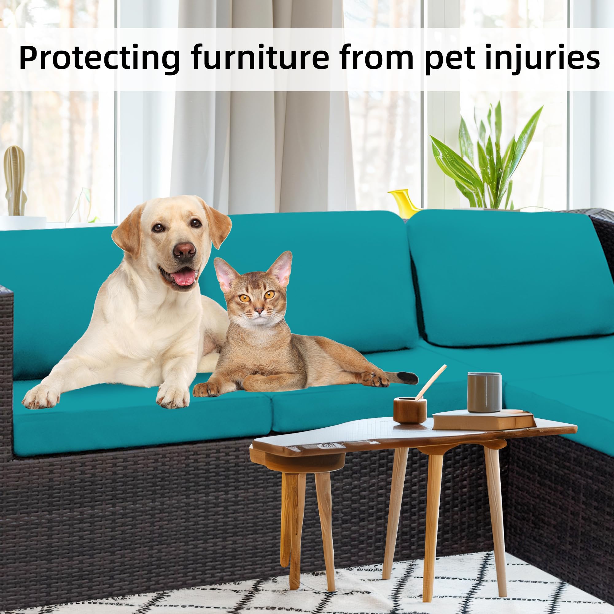 BIETYONE easy-measure fit guide shows universal fit for common sofa cushions
