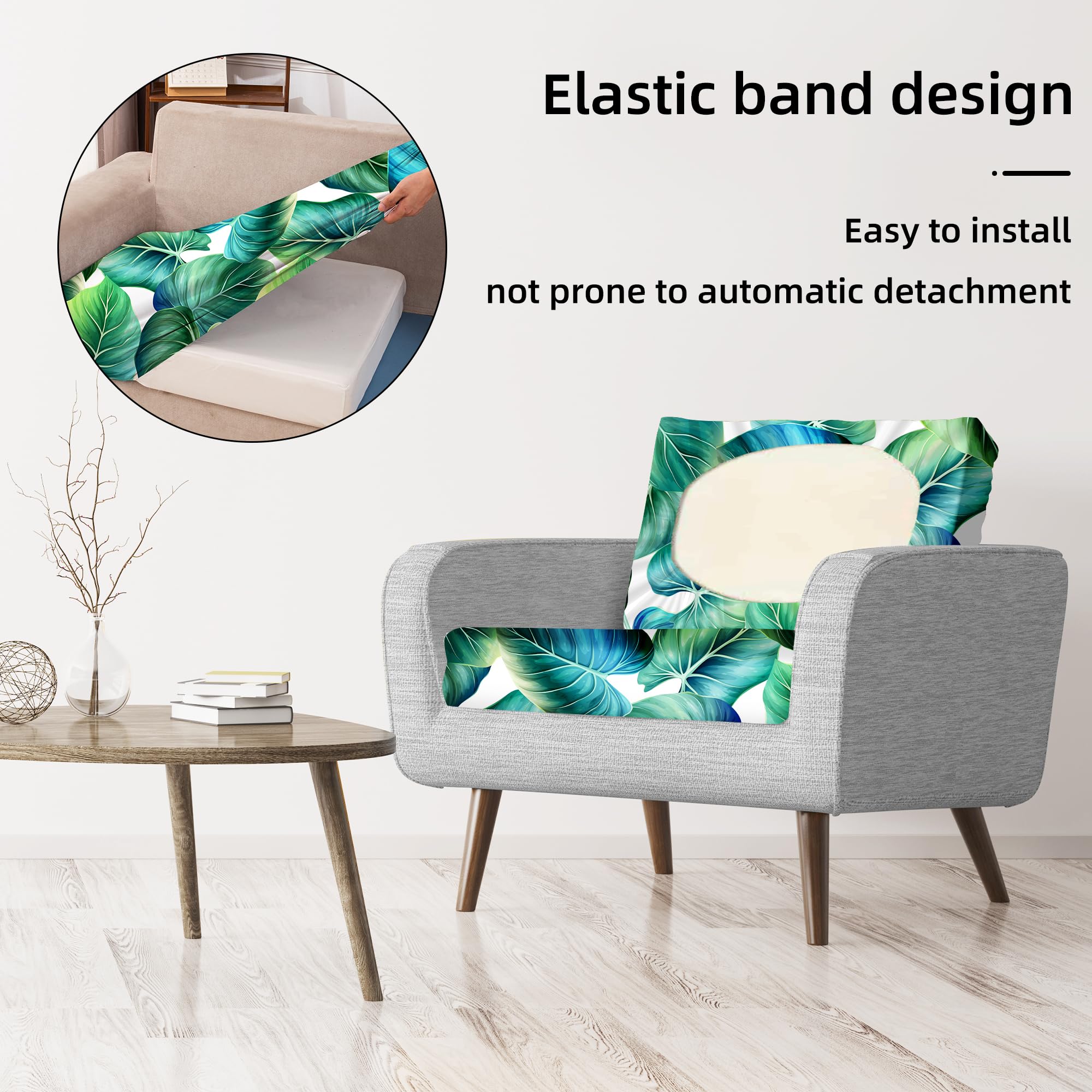 BIETYONE green leaf-pattern cushion cover adds outdoor style.