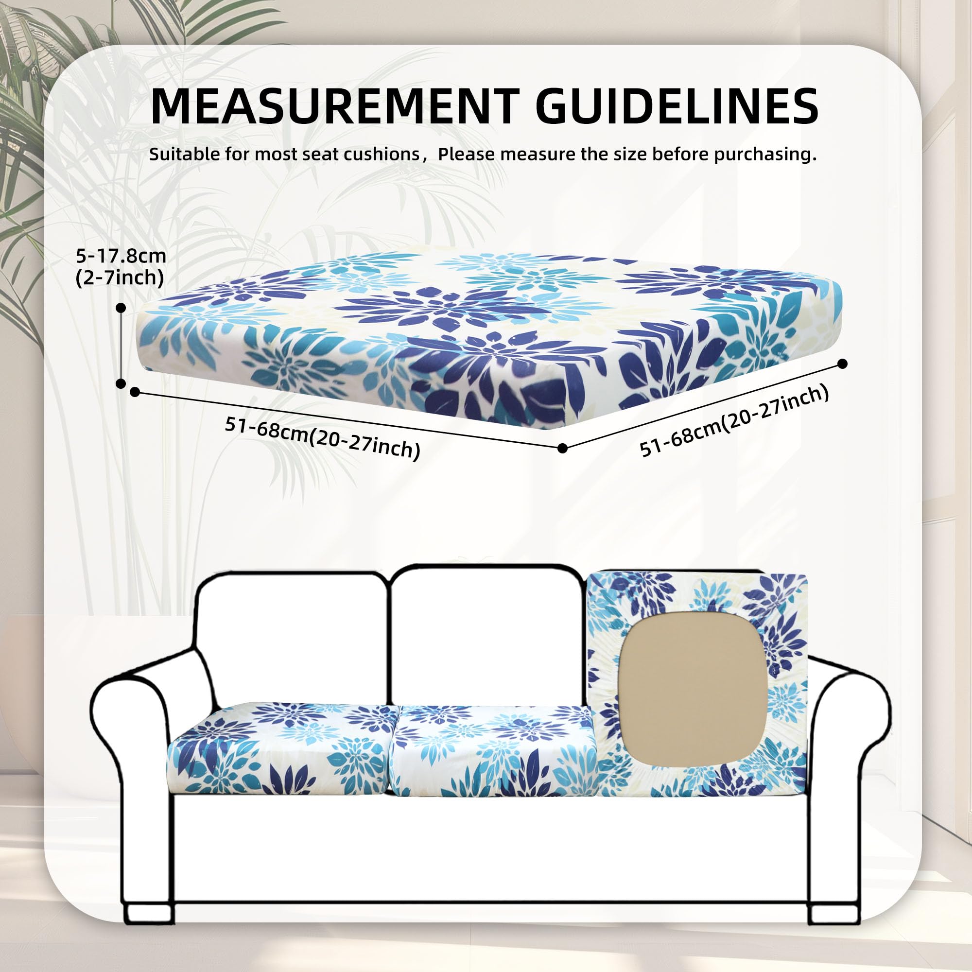 BIETYONE outdoor couch cushion cover with stretch fabric for a snug fit.