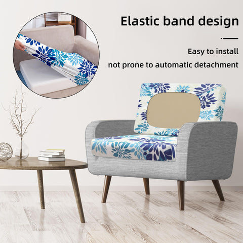 BIETYONE blue flower pattern cushion cover adds seasonal color to outdoor furniture.