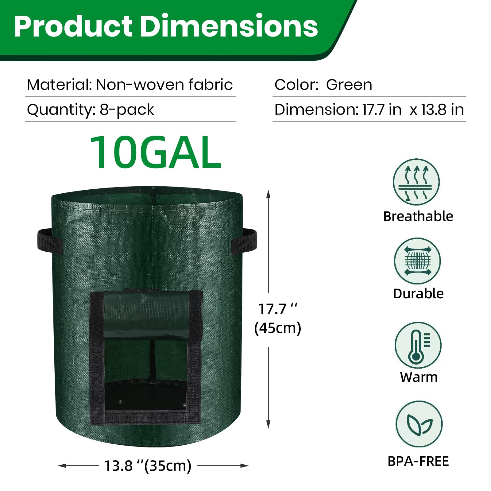 BIJOKETTEN 10gal grow bag outdoor-friendly for balcony or garden use.
