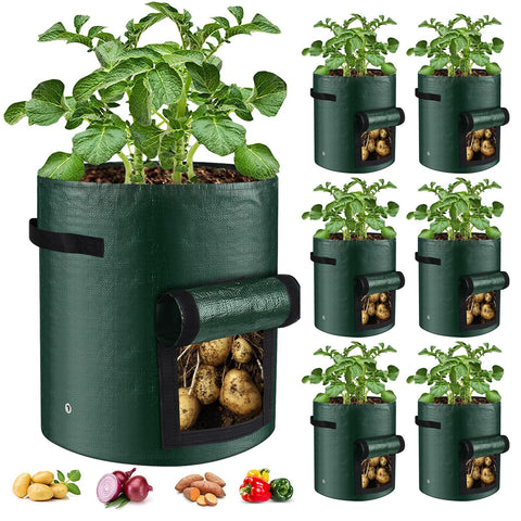 BIJOKETTEN 6-Pack view window potato grow bags for easy monitoring and harvest.