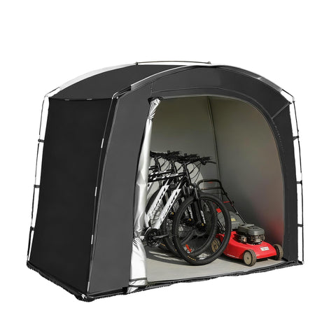 Bike Tent fully unfolded with bikes, showcasing spacious storage.