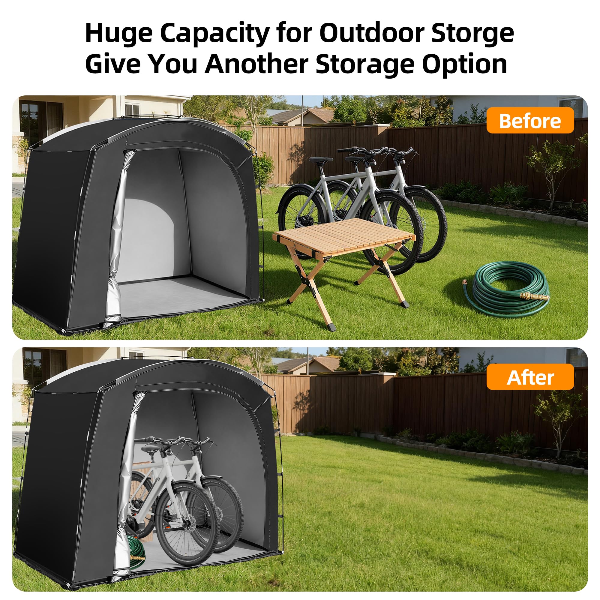Durable two-way zipper on Bike Tent door for secure access.