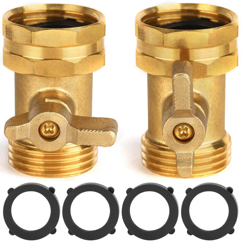Bilal 2-pack garden hose shut-off valve close-up showing extended handle for smooth flow control