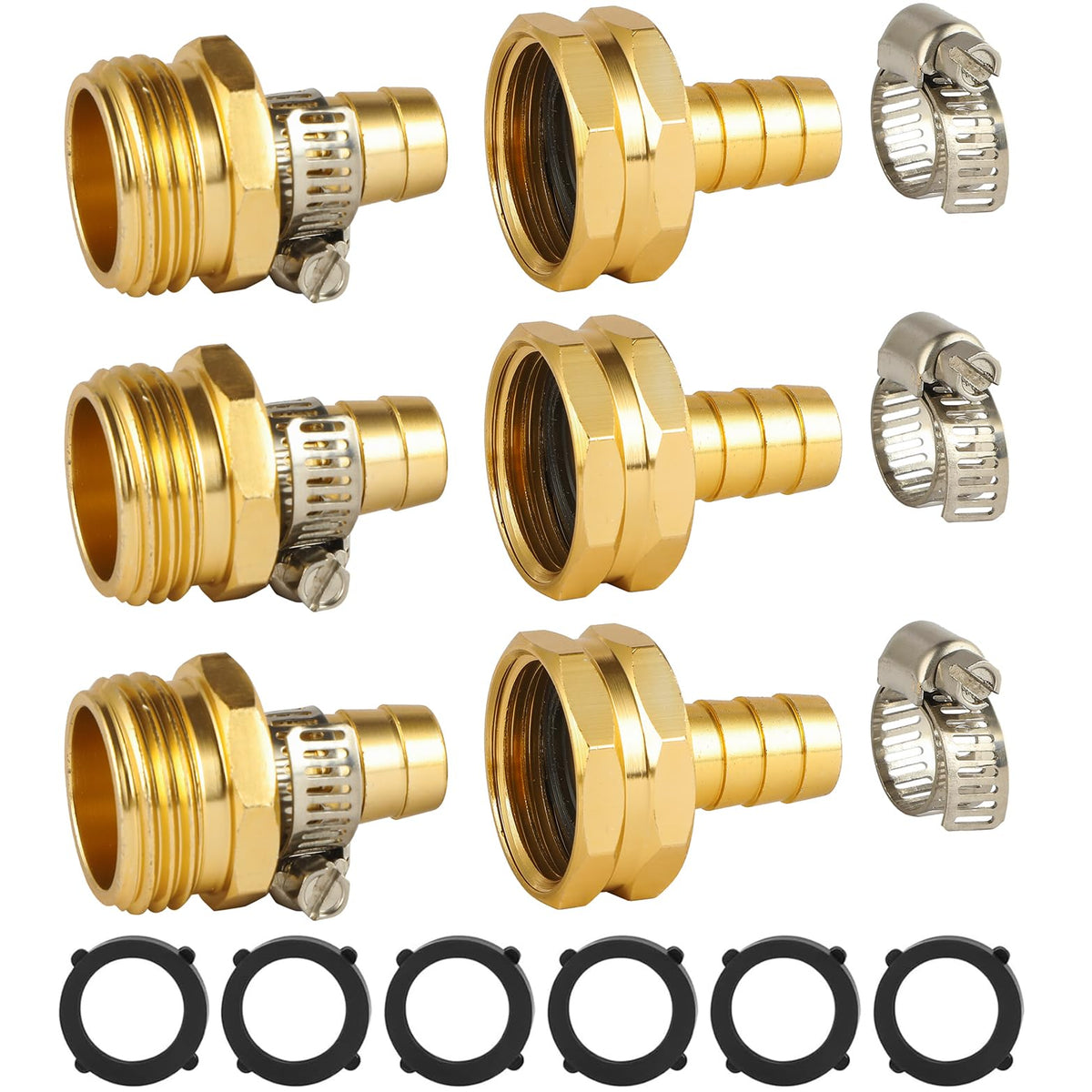 BILAL 3-set garden hose repair kit with connectors and clamps for quick, secure hose repairs