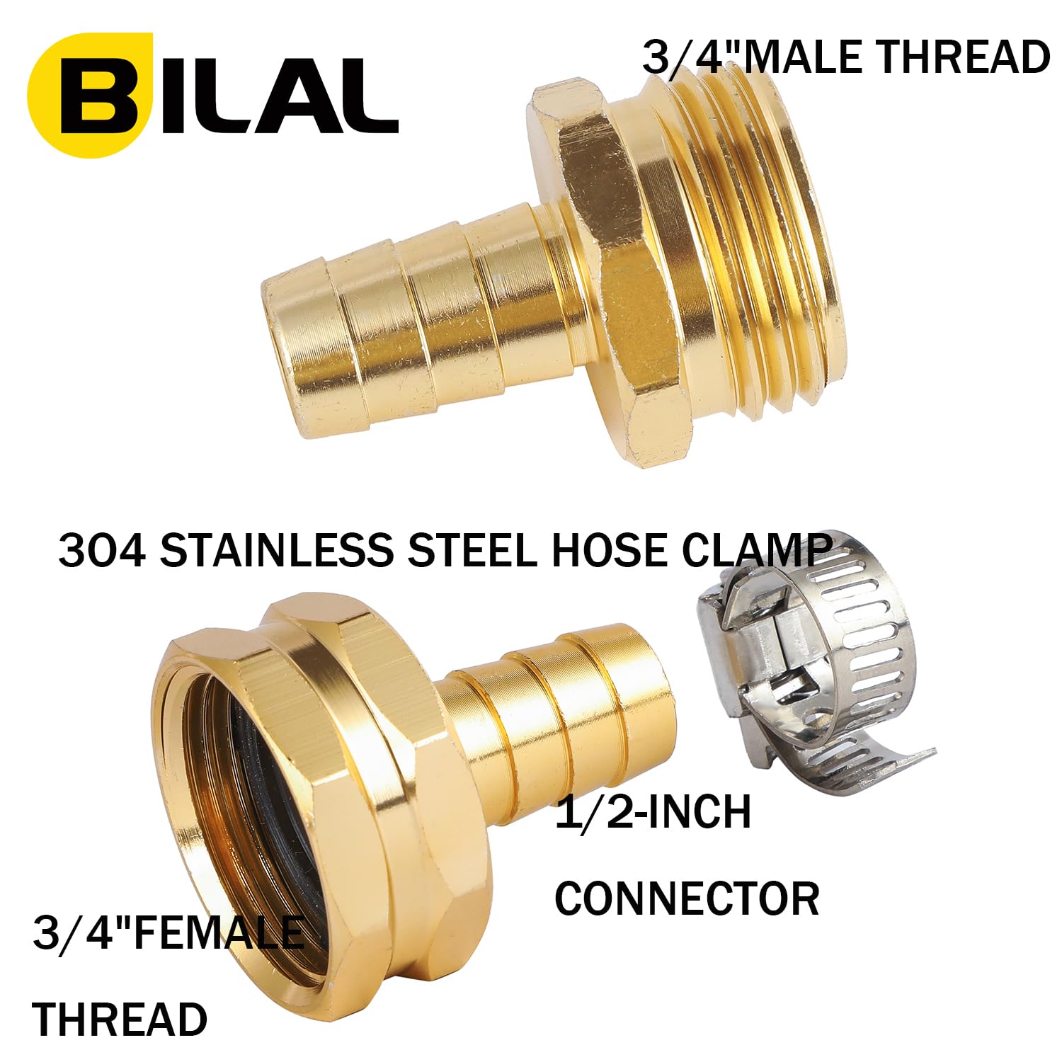 Aluminum hose connectors resist corrosion for long-lasting use.