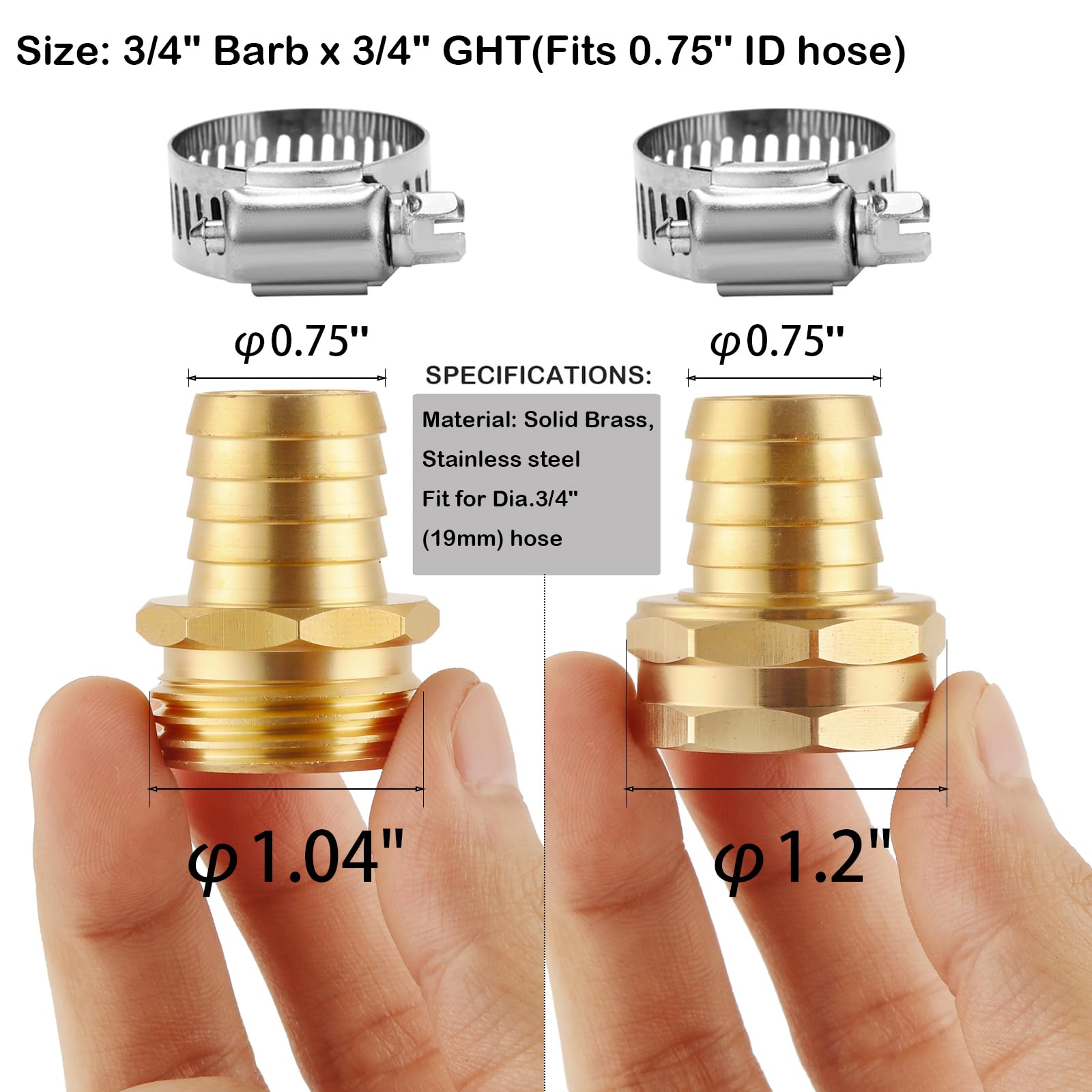 Bilal 3/4in GHT male connector close-up for quick hose repairs