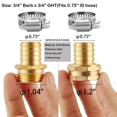 Bilal 3/4in GHT male connector close-up for quick hose repairs