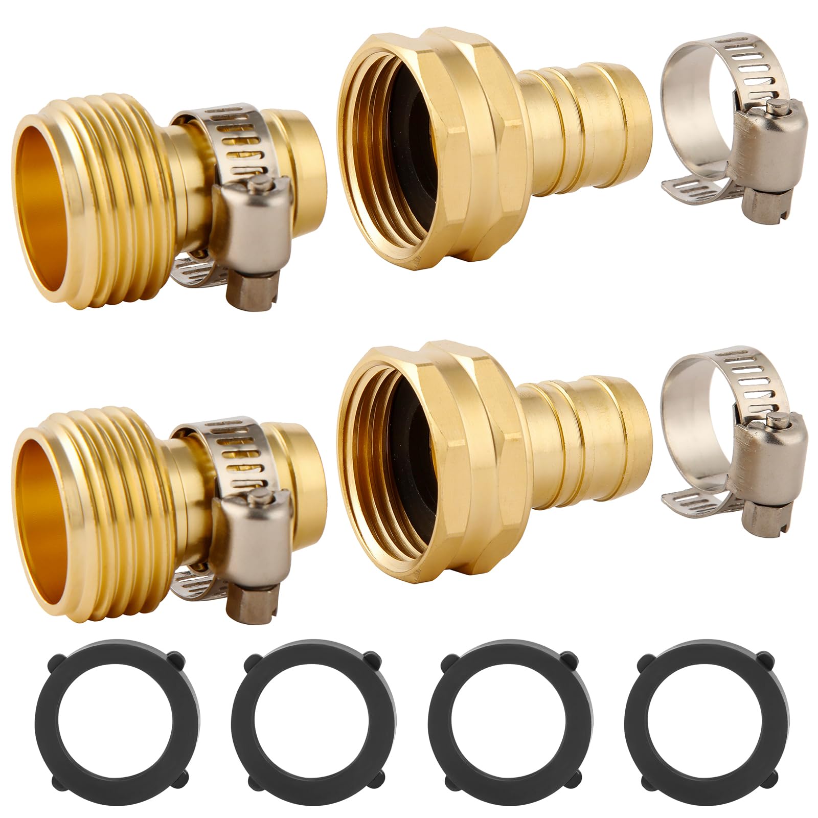 Bilal brass garden hose connector kit close-up, showcasing durability for quick hose repairs.
