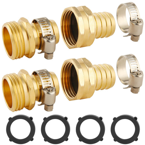 Bilal brass garden hose repair connectors in a two-pack with gasket