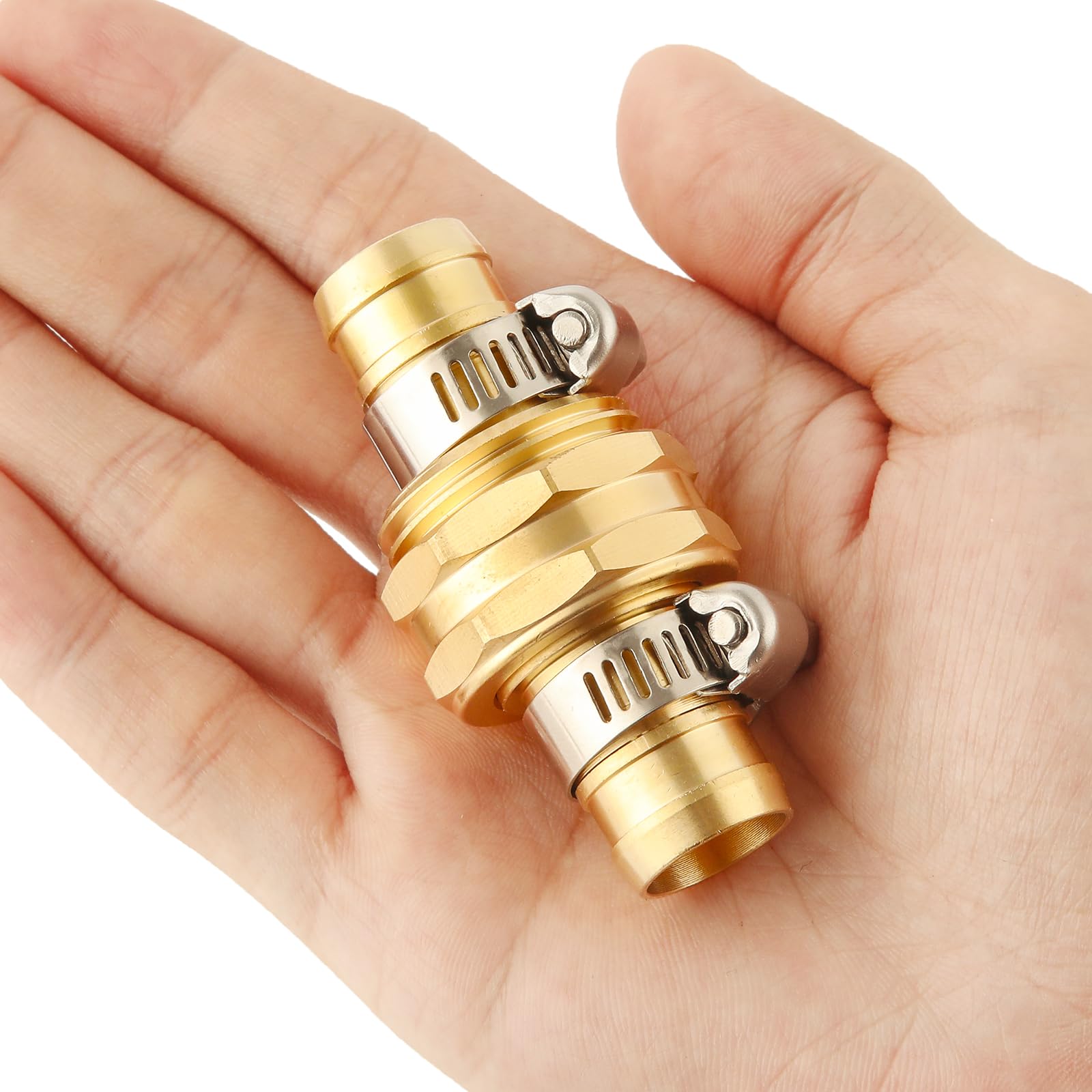 Bilal brass hose clamp close-up showing tight, durable grip.