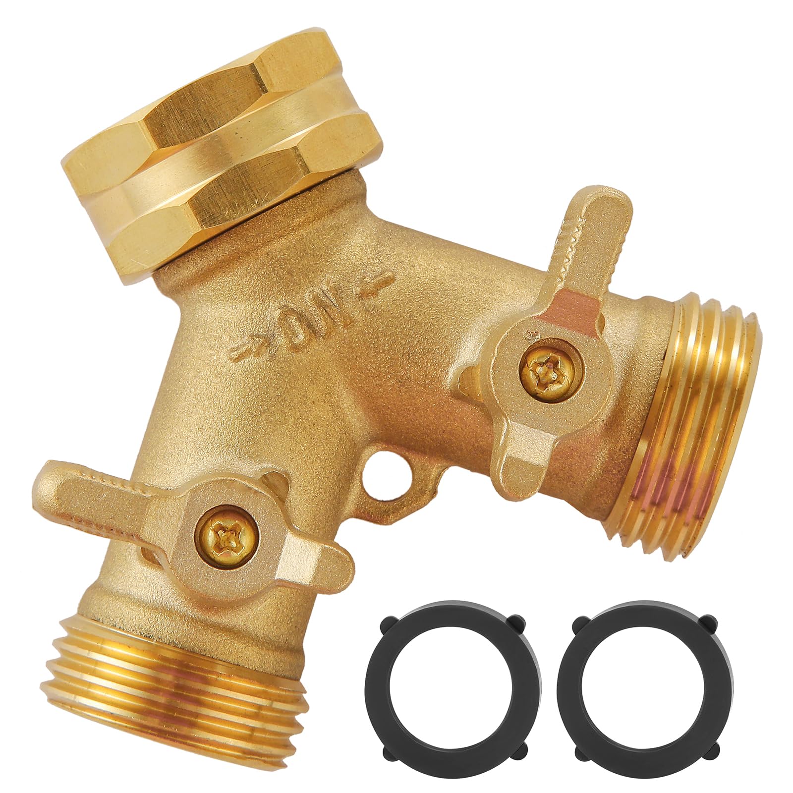 BILAL garden hose splitter 2-way in brass for durable outdoor use.
