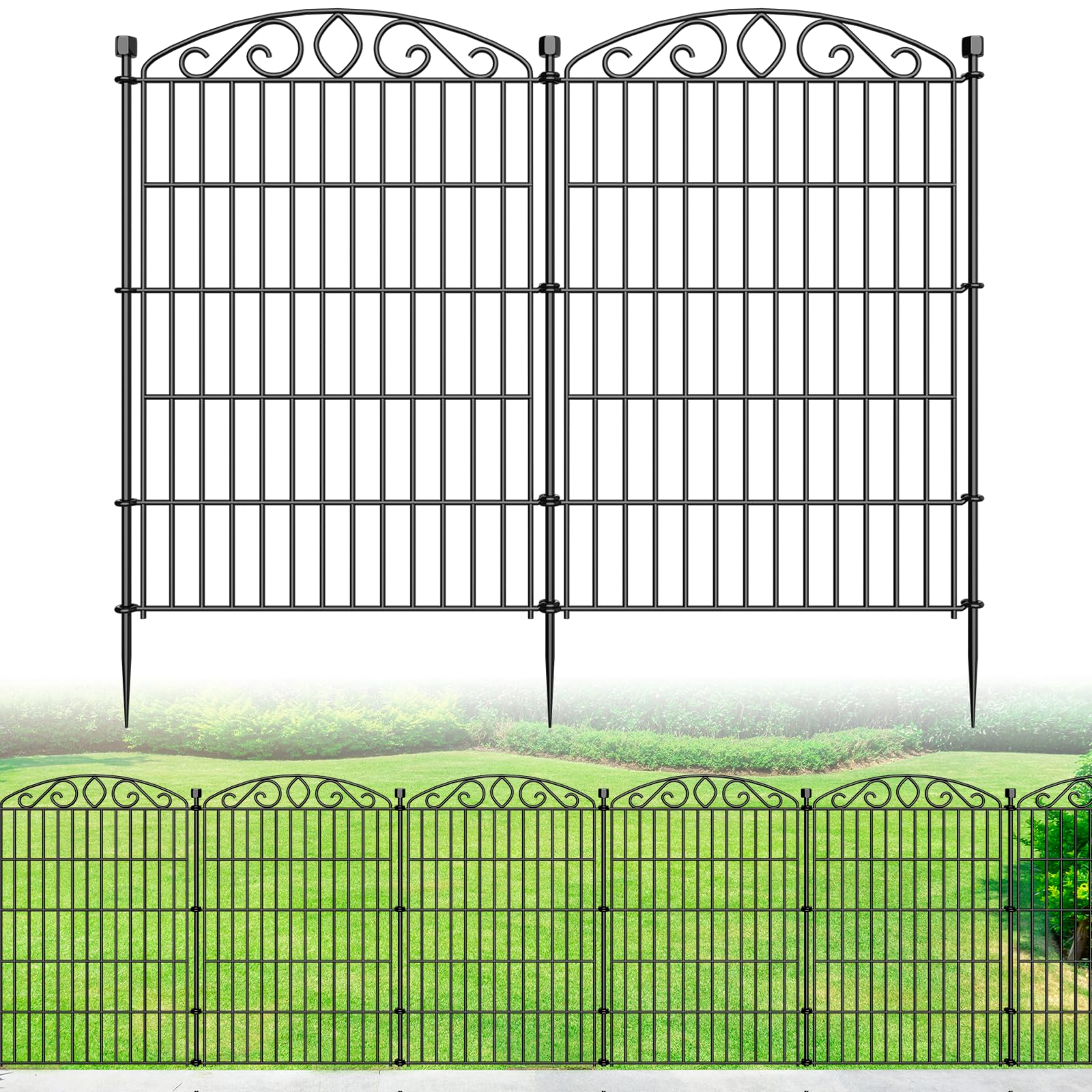 Bilibompa 12-panel garden fence tall 36 inch height protecting yards and flower beds.