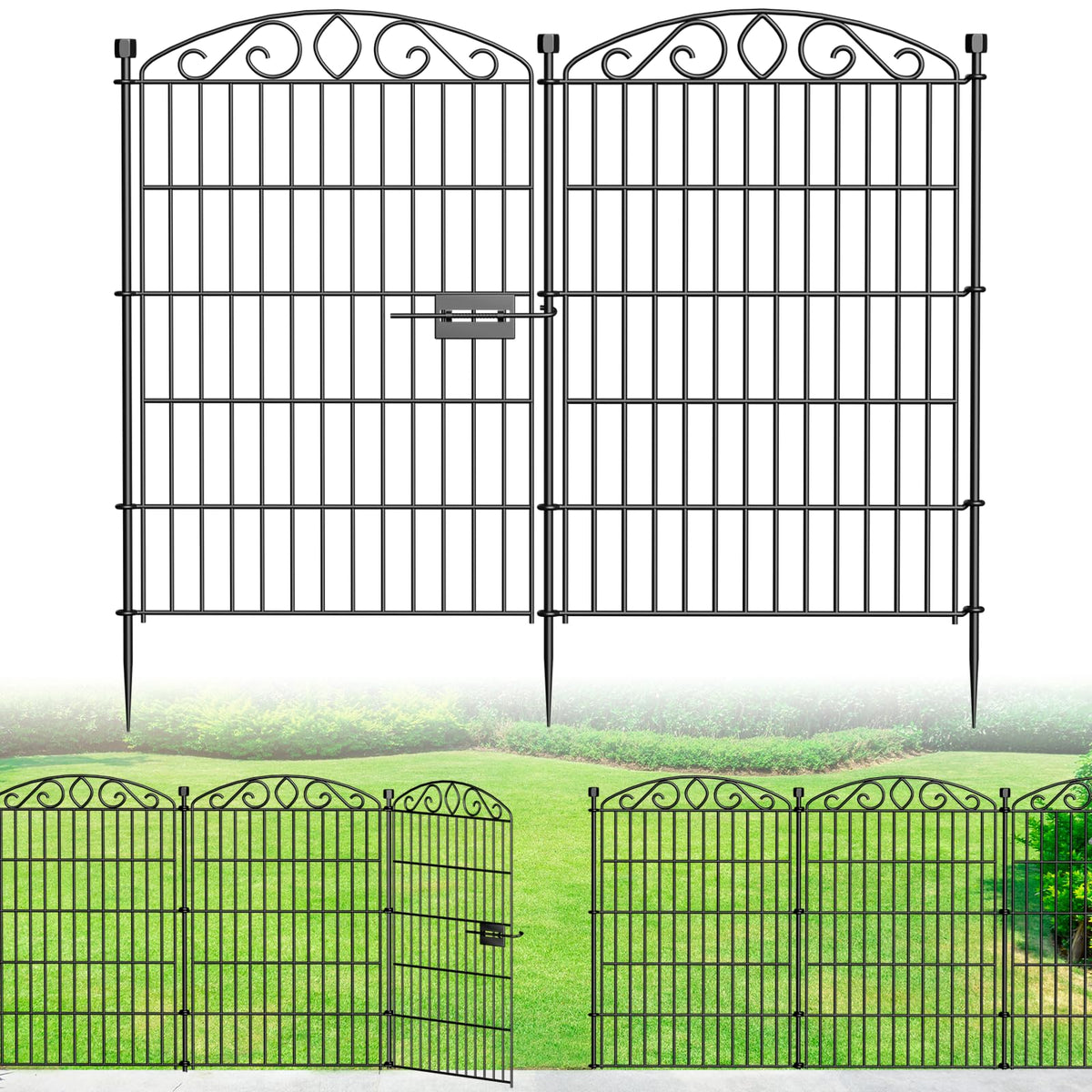 Bilibompa 12-panel garden fence assembly showing tall panels and boundary for beds