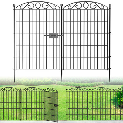 Bilibompa 12-panel garden fence assembly showing tall panels and boundary for beds