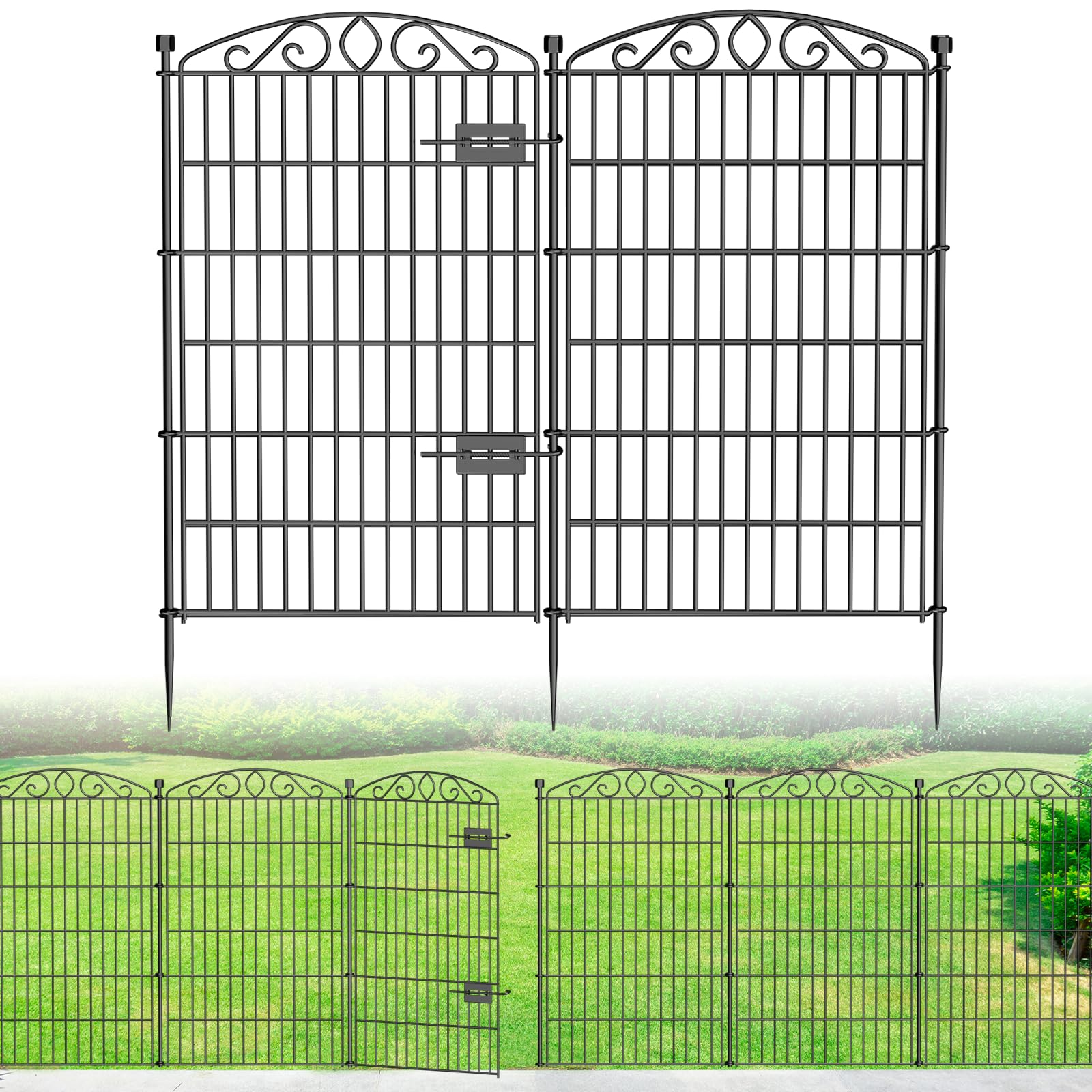 Bilibompa decorative garden fence 6-panel gate, tall yard boundary.