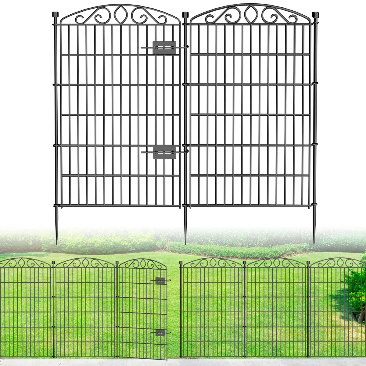Bilibompa decorative garden fence 6-panel gate, tall yard boundary.