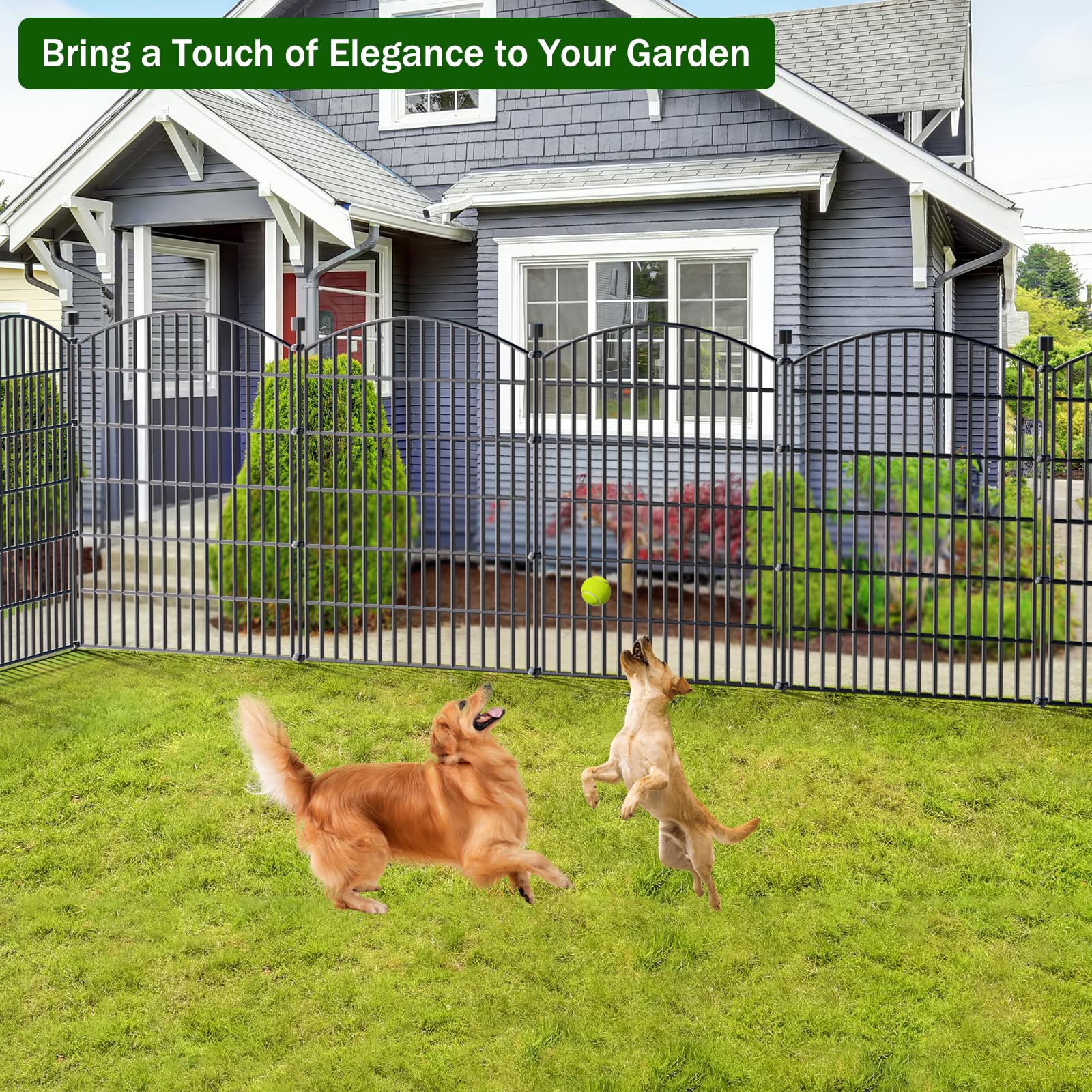 Bilibompa garden fence installed in a yard offering stylish protection.