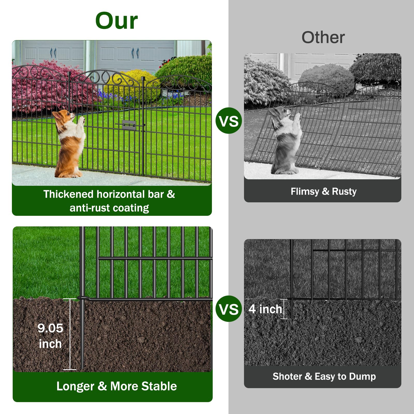 Bilibompa garden fence no-dig setup shows quick installation with ground stakes.