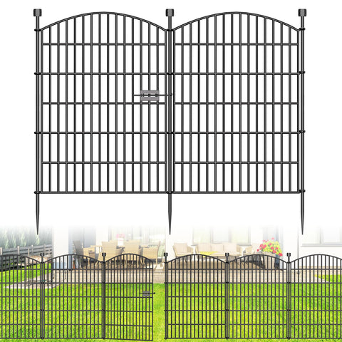 Bilibompa No Dig Garden Fence with four panels and gate guarding flower beds