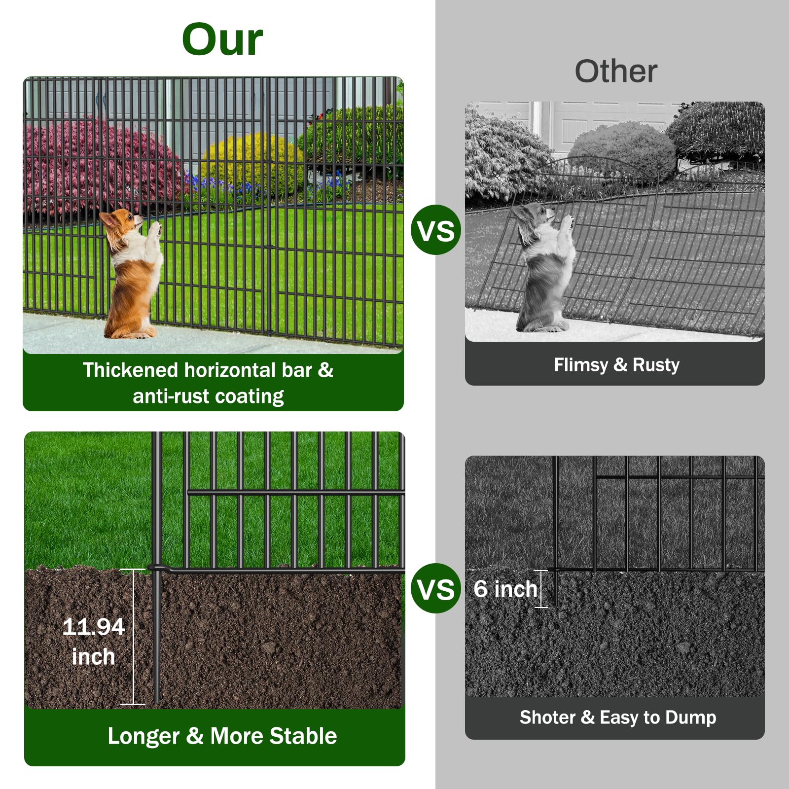Bilibompa rustproof metal yard fence resists weather while safeguarding plants.