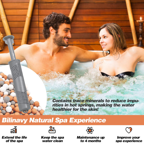 Bilinavy grey packaging of the mineral sticks for hot tubs