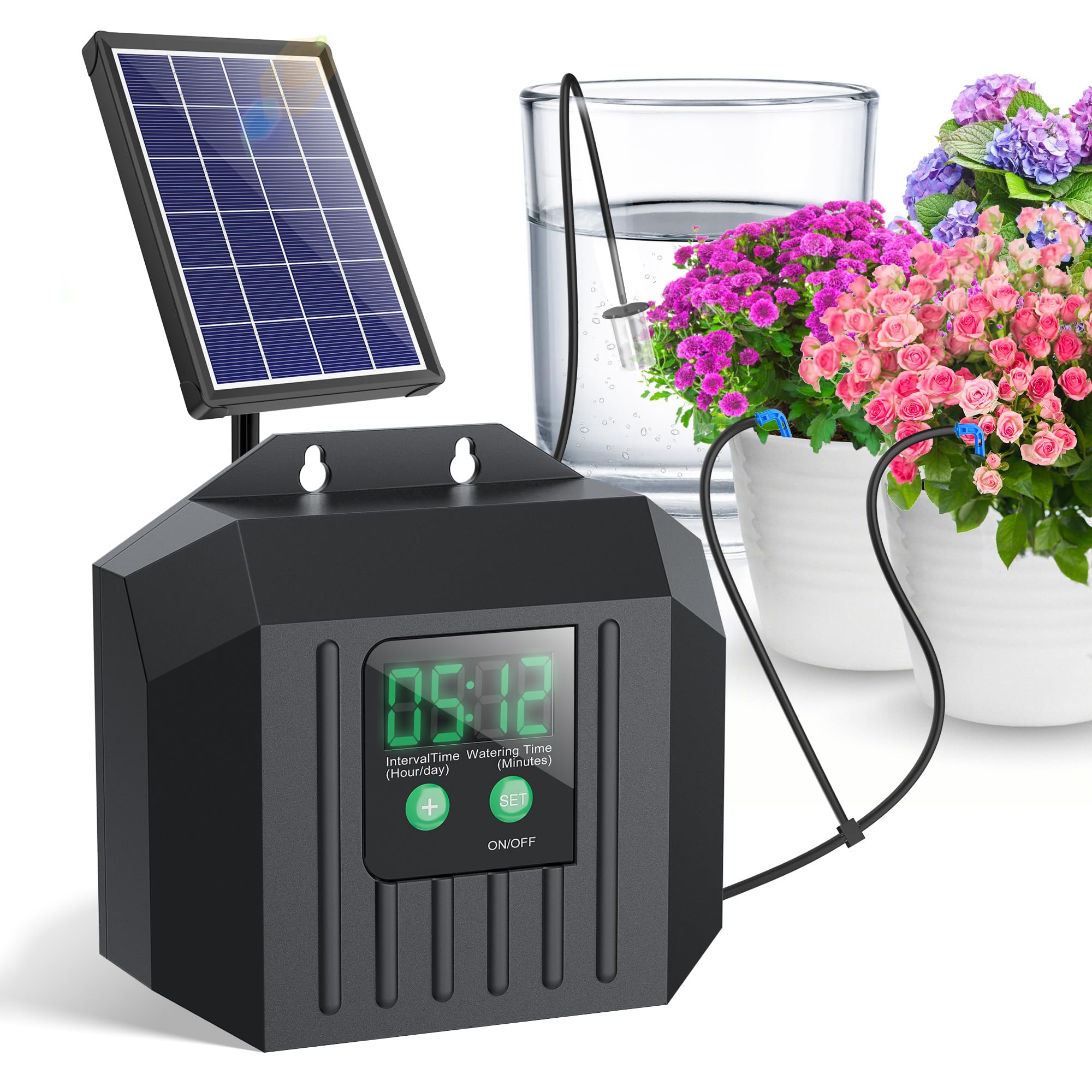 Biling 4W solar panel powering reliable garden irrigation in sunny conditions