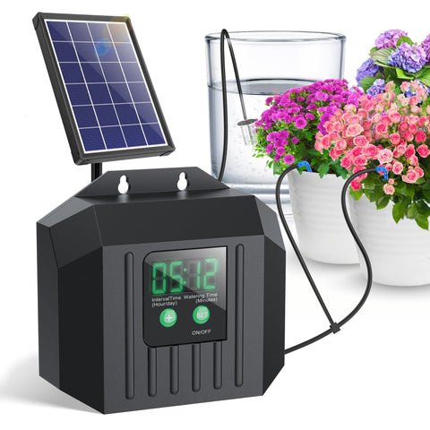 Biling 4W solar panel powering reliable garden irrigation in sunny conditions