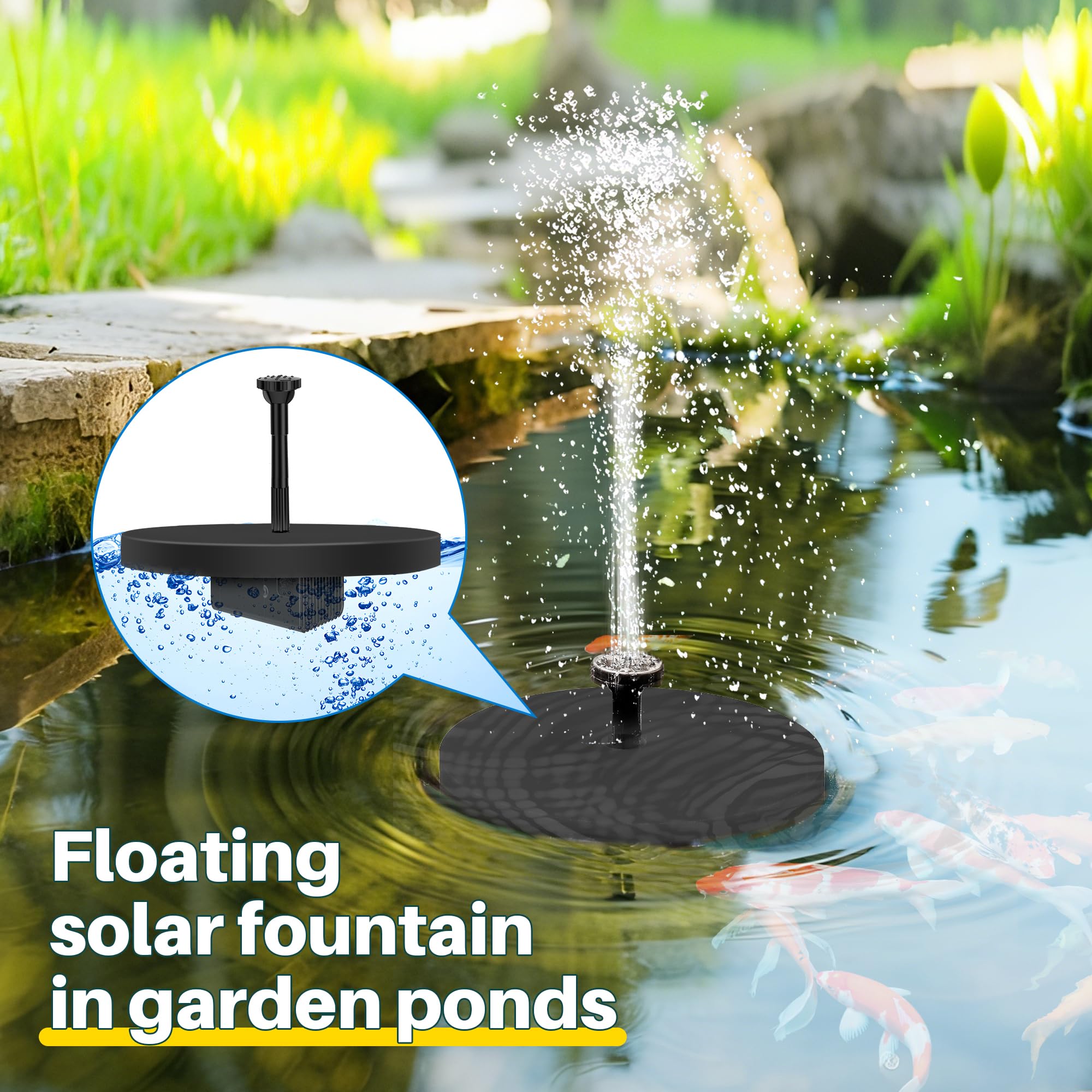 Biling garden pond feature keeps birds entertained and water aerated.