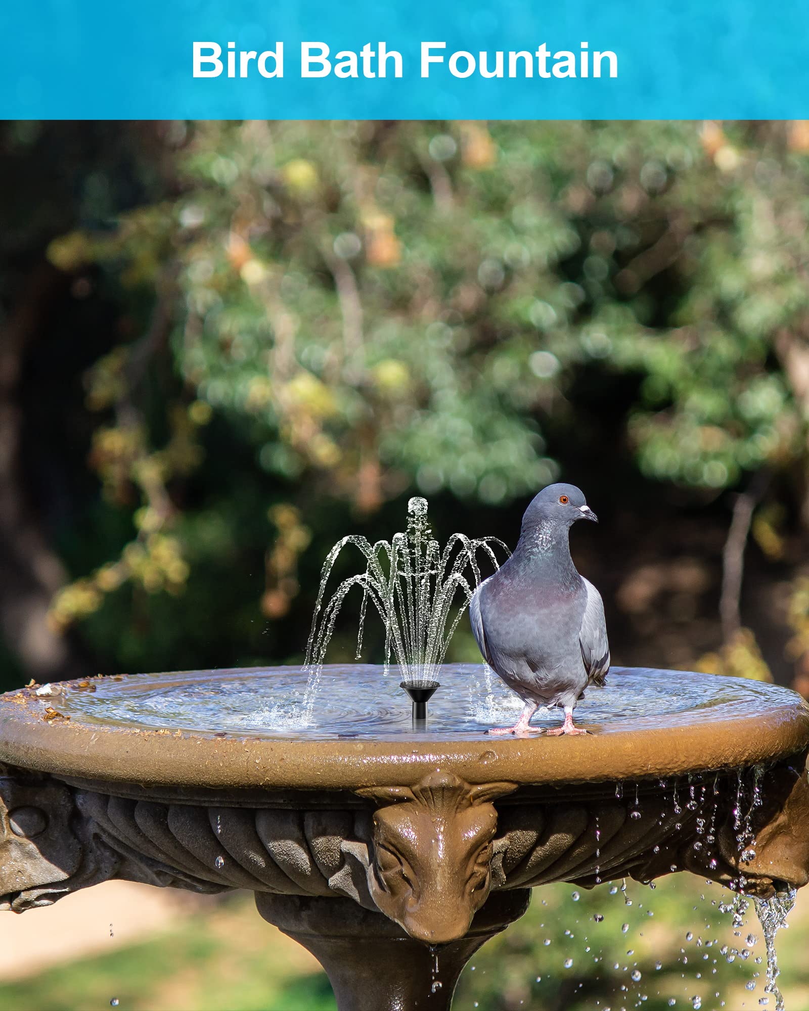 Biling outdoor water feature operates in sunlight with energy efficiency