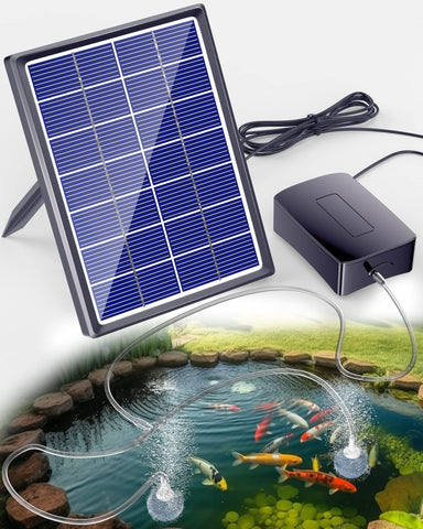 Biling solar aerator pond front view showing compact outdoor design with bubbles