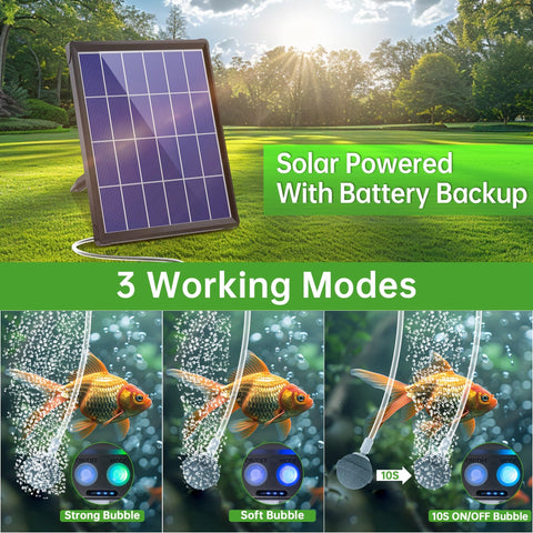 Biling Solar Pond Aerator air stones pair emphasizes dual diffuser options for even bubbles.
