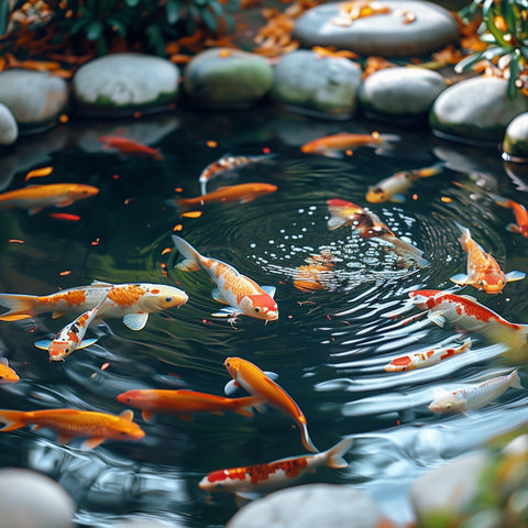 Biling Solar Pond Aerator in pond image highlights IPX5 waterproof rating and reliability.